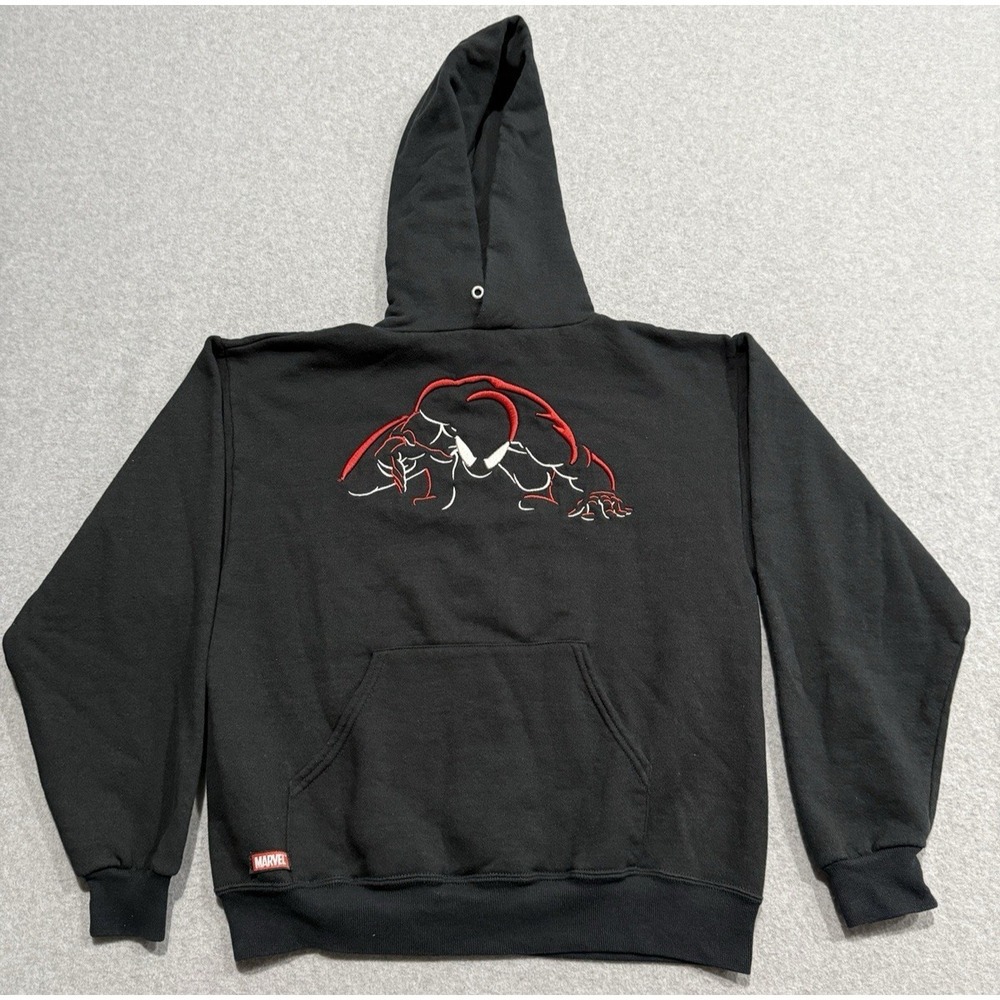 Vintage Universal Studios Embroidered SPIDER-MAN Black Sz S Hoodie Sweatshirt
